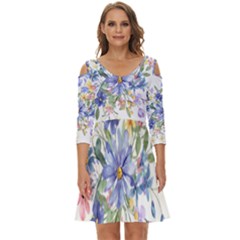 Flower Shoulder Cut Out Zip Up Dress by zappwaits