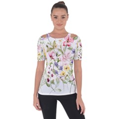 Bunch Of Flowers Shoulder Cut Out Short Sleeve Top by zappwaits