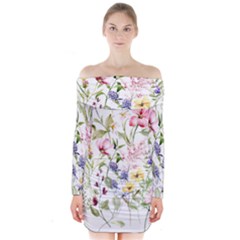 Bunch Of Flowers Long Sleeve Off Shoulder Dress by zappwaits