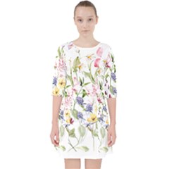 Bunch Of Flowers Quarter Sleeve Pocket Dress by zappwaits