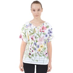 Bunch Of Flowers V-neck Dolman Drape Top by zappwaits