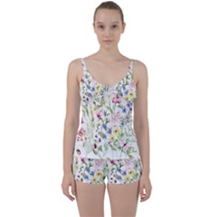 Bunch Of Flowers Tie Front Two Piece Tankini by zappwaits