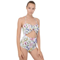 Bunch Of Flowers Scallop Top Cut Out Swimsuit by zappwaits