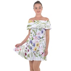 Bunch Of Flowers Off Shoulder Velour Dress by zappwaits