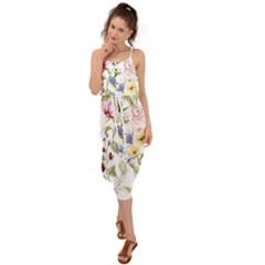 Bunch Of Flowers Waist Tie Cover Up Chiffon Dress by zappwaits