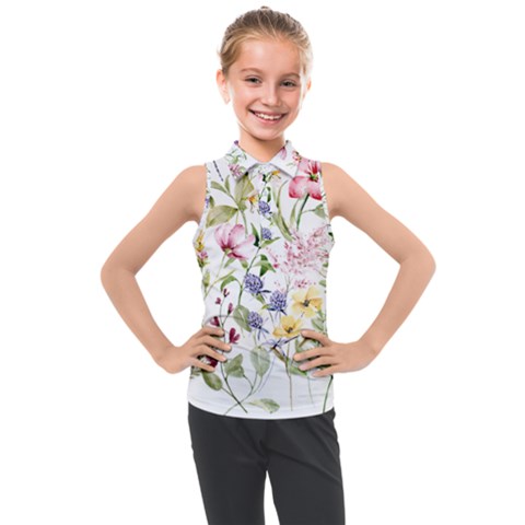 Bunch Of Flowers Kids  Sleeveless Polo Tee by zappwaits