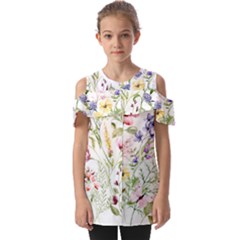 Bunch Of Flowers Fold Over Open Sleeve Top by zappwaits