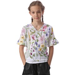 Bunch Of Flowers Kids  V-neck Horn Sleeve Blouse by zappwaits