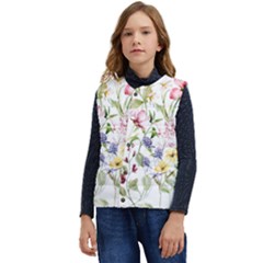 Bunch Of Flowers Kid s Short Button Up Puffer Vest	