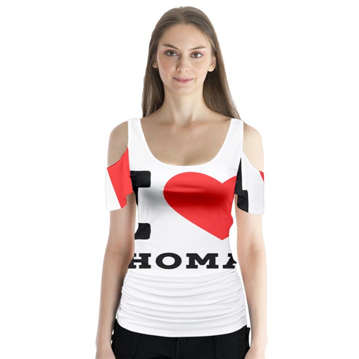 I love thomas Butterfly Sleeve Cutout Tee 