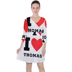 I Love Thomas Quarter Sleeve Ruffle Waist Dress by ilovewhateva