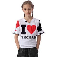 I Love Thomas Kids  V-neck Horn Sleeve Blouse by ilovewhateva