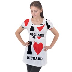 I Love Richard Puff Sleeve Tunic Top by ilovewhateva