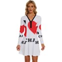 I love richard Long Sleeve Deep V Mini Dress  View1