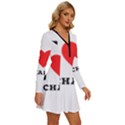 I love richard Long Sleeve Deep V Mini Dress  View3