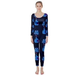 Flower Vase Pattern Long Sleeve Catsuit by Ravend