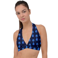 Flower Vase Pattern Halter Plunge Bikini Top by Ravend