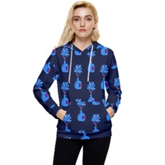 Flower Vase Pattern Women s Lightweight Drawstring Hoodie by Ravend