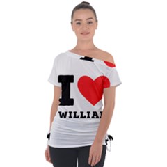 I Love William Off Shoulder Tie-up Tee