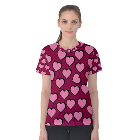 Pattern Pink Abstract Heart Love Women s Cotton Tee by Ravend