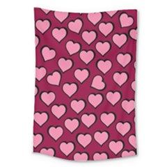 Pattern Pink Abstract Heart Love Large Tapestry