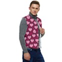 Pattern Pink Abstract Heart Love Men s Short Button Up Puffer Vest	 View2