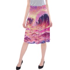 Wave Waves Ocean Sea Midi Beach Skirt by Ravend