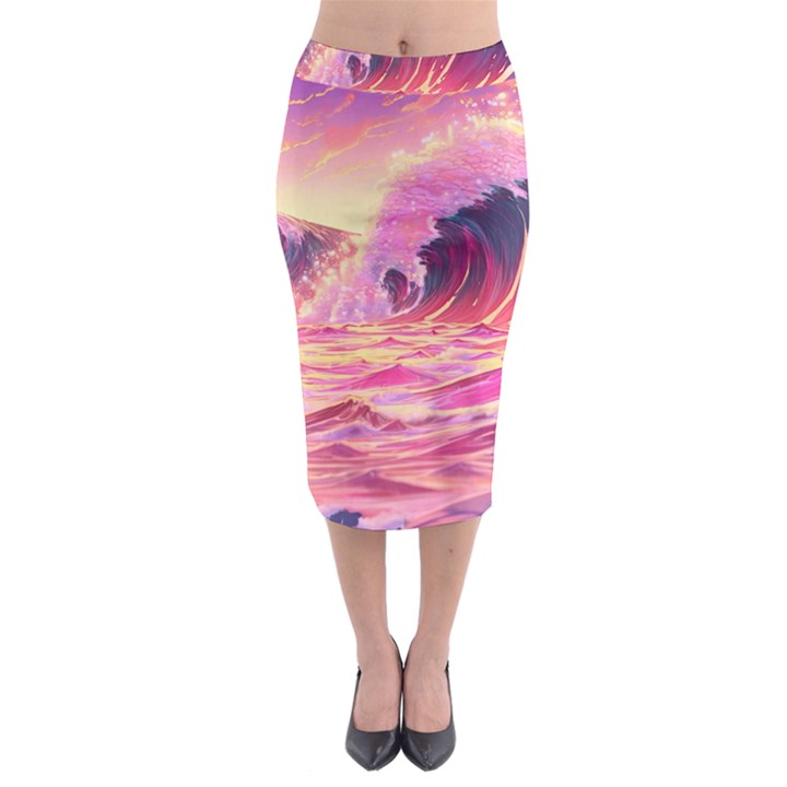 Wave Waves Ocean Sea Midi Pencil Skirt