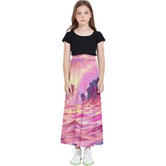 Wave Waves Ocean Sea Kids  Flared Maxi Skirt by Ravend