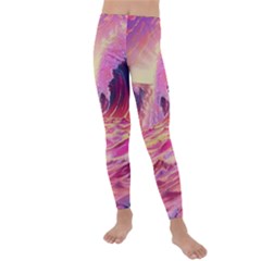 Wave Waves Ocean Sea Kids  Lightweight Velour Leggings by Ravend