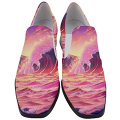 Wave Waves Ocean Sea Women Slip On Heel Loafers by Ravend