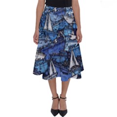 Boat Ship Background Pattern Perfect Length Midi Skirt by Ravend