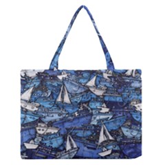 Boat Ship Background Pattern Zipper Medium Tote Bag by Ravend