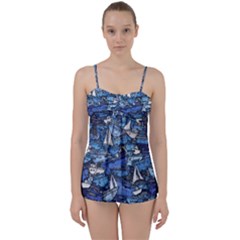 Boat Ship Background Pattern Babydoll Tankini Set by Ravend