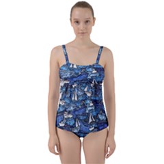 Boat Ship Background Pattern Twist Front Tankini Set by Ravend