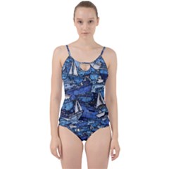 Boat Ship Background Pattern Cut Out Top Tankini Set by Ravend