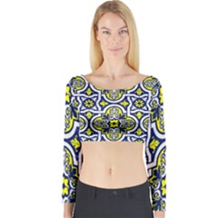 Tiles Panel Decorative Decoration Traditional Pattern Long Sleeve Crop Top