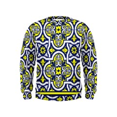 Tiles Panel Decorative Decoration Traditional Pattern Kids  Sweatshirt by Ravend