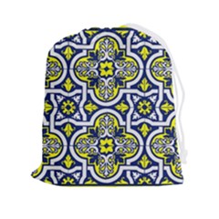 Tiles Panel Decorative Decoration Traditional Pattern Drawstring Pouch (2xl) by Ravend