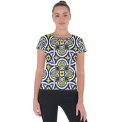 Tiles Panel Decorative Decoration Traditional Pattern Short Sleeve Sports Top  by Ravend