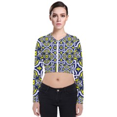 Tiles Panel Decorative Decoration Traditional Pattern Long Sleeve Zip Up Bomber Jacket by Ravend