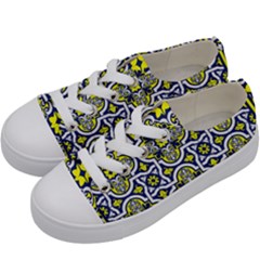 Tiles Panel Decorative Decoration Traditional Pattern Kids  Low Top Canvas Sneakers by Ravend