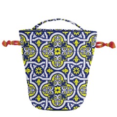 Tiles Panel Decorative Decoration Traditional Pattern Drawstring Bucket Bag by Ravend