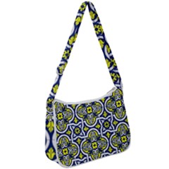 Tiles Panel Decorative Decoration Traditional Pattern Zip Up Shoulder Bag by Ravend