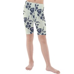 Flower Roses Rose Floral Flora Pattern Vintage Kids  Mid Length Swim Shorts by Ravend