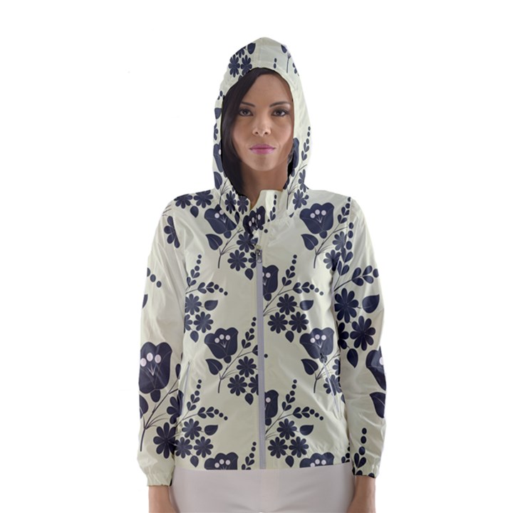 Flower Roses Rose Floral Flora Pattern Vintage Women s Hooded Windbreaker