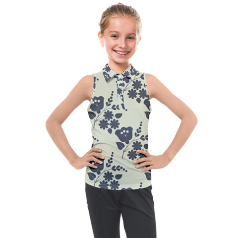 Flower Roses Rose Floral Flora Pattern Vintage Kids  Sleeveless Polo Tee by Ravend