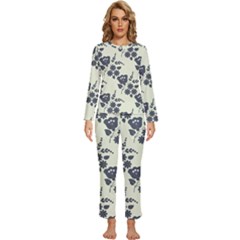 Flower Roses Rose Floral Flora Pattern Vintage Womens  Long Sleeve Lightweight Pajamas Set by Ravend