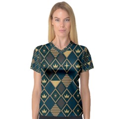 Background Non Seamless Pattern V-Neck Sport Mesh Tee