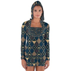 Background Non Seamless Pattern Long Sleeve Hooded T-shirt